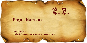 Mayr Norman névjegykártya